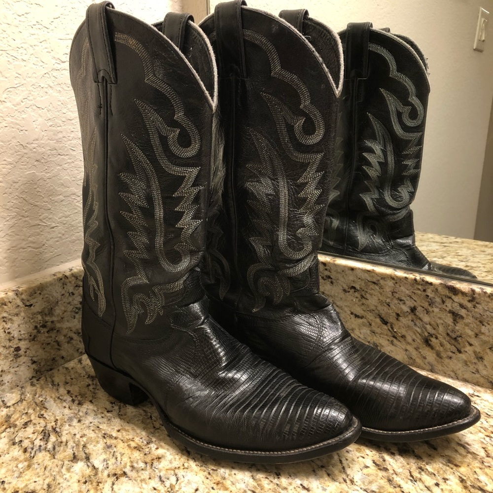 Justin Lizard Boots - Black - Size 9D
